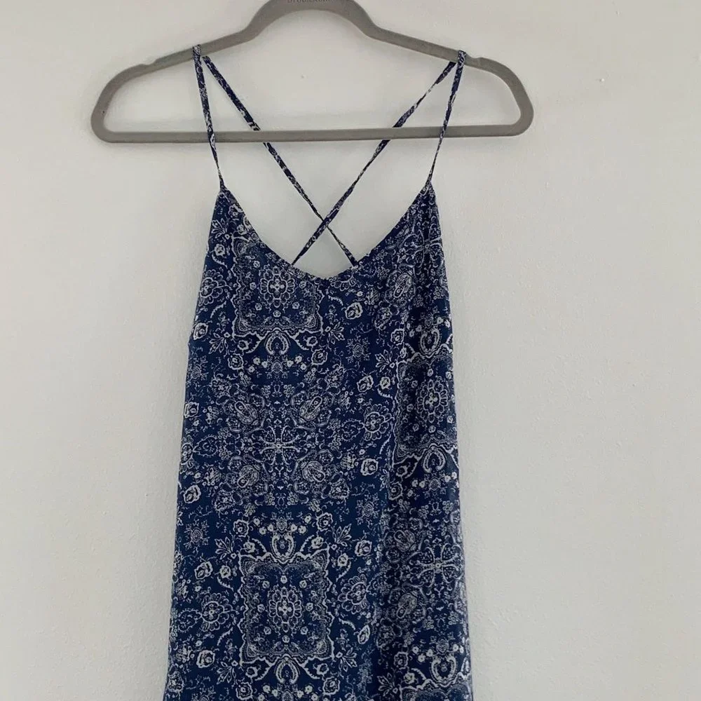 Lulus Sky Train Navy Blue Print Maxi Dress Size M - Picture 5 of 8